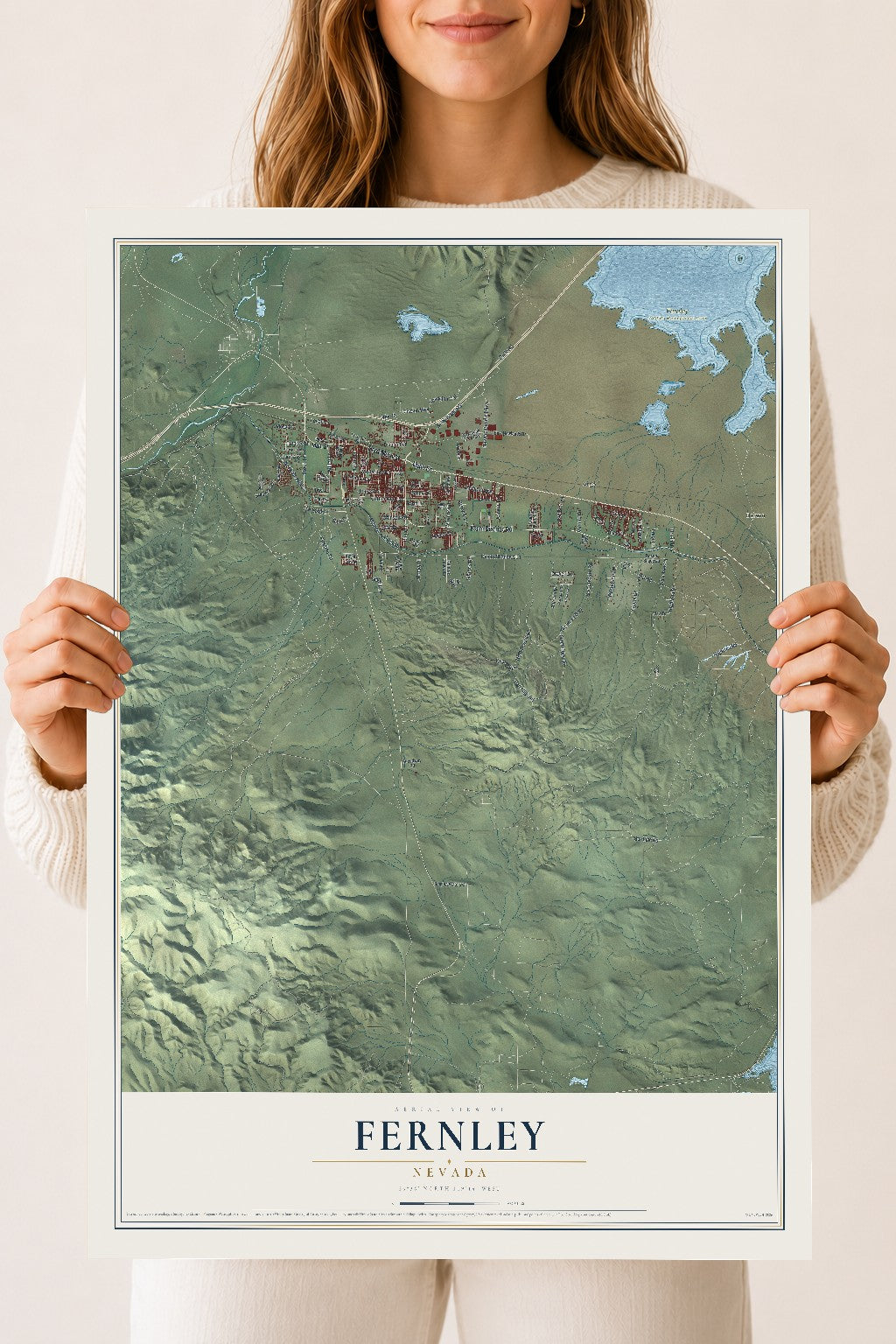 Map of Fernley, Nevada, 18 x 24 inch unframed archival matte print