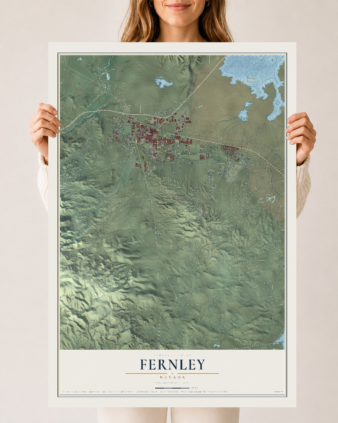 Map of Fernley, Nevada, 24 x 36 inch unframed archival matte print