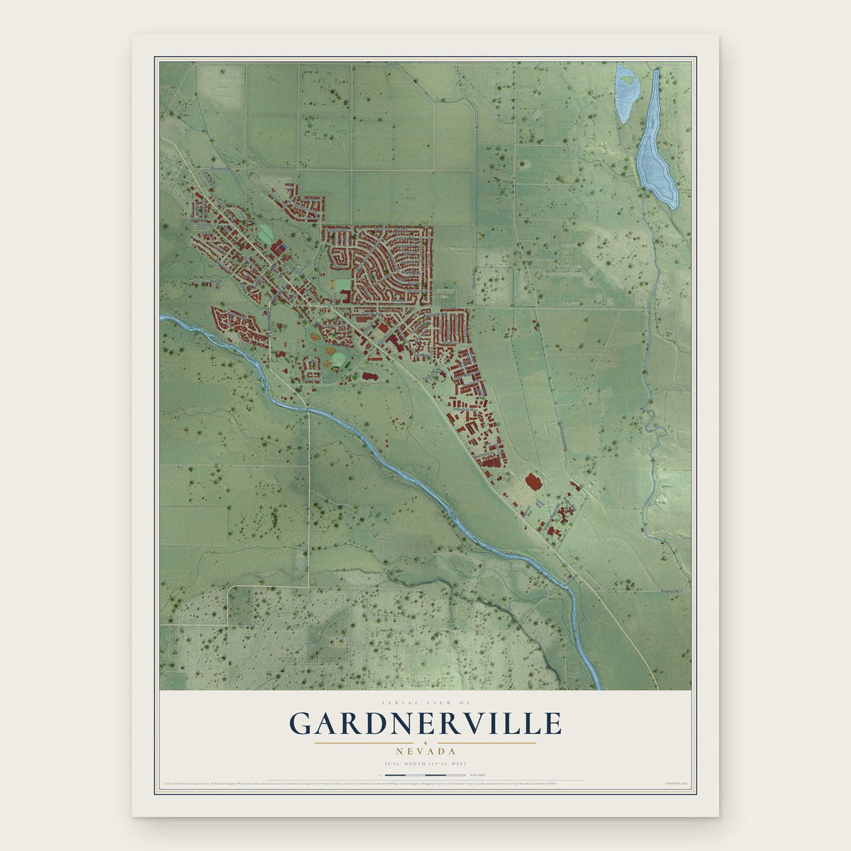 Gardnerville, Nevada map print, the full design