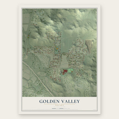 Golden Valley, Nevada map print, the full design