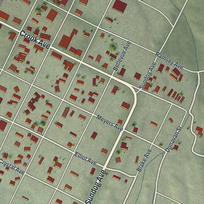 Close-up of the map of Goldfield, Nevada print showing street and building detail