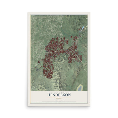 Map of Henderson, Nevada, 12 x 18 inch unframed archival matte print