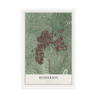 Map of Henderson, Nevada, 12 x 18 inch print in a white wood frame