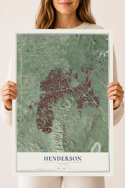 Map of Henderson, Nevada, 18 x 24 inch unframed archival matte print