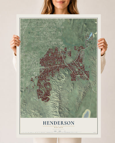 Map of Henderson, Nevada, 24 x 36 inch unframed archival matte print