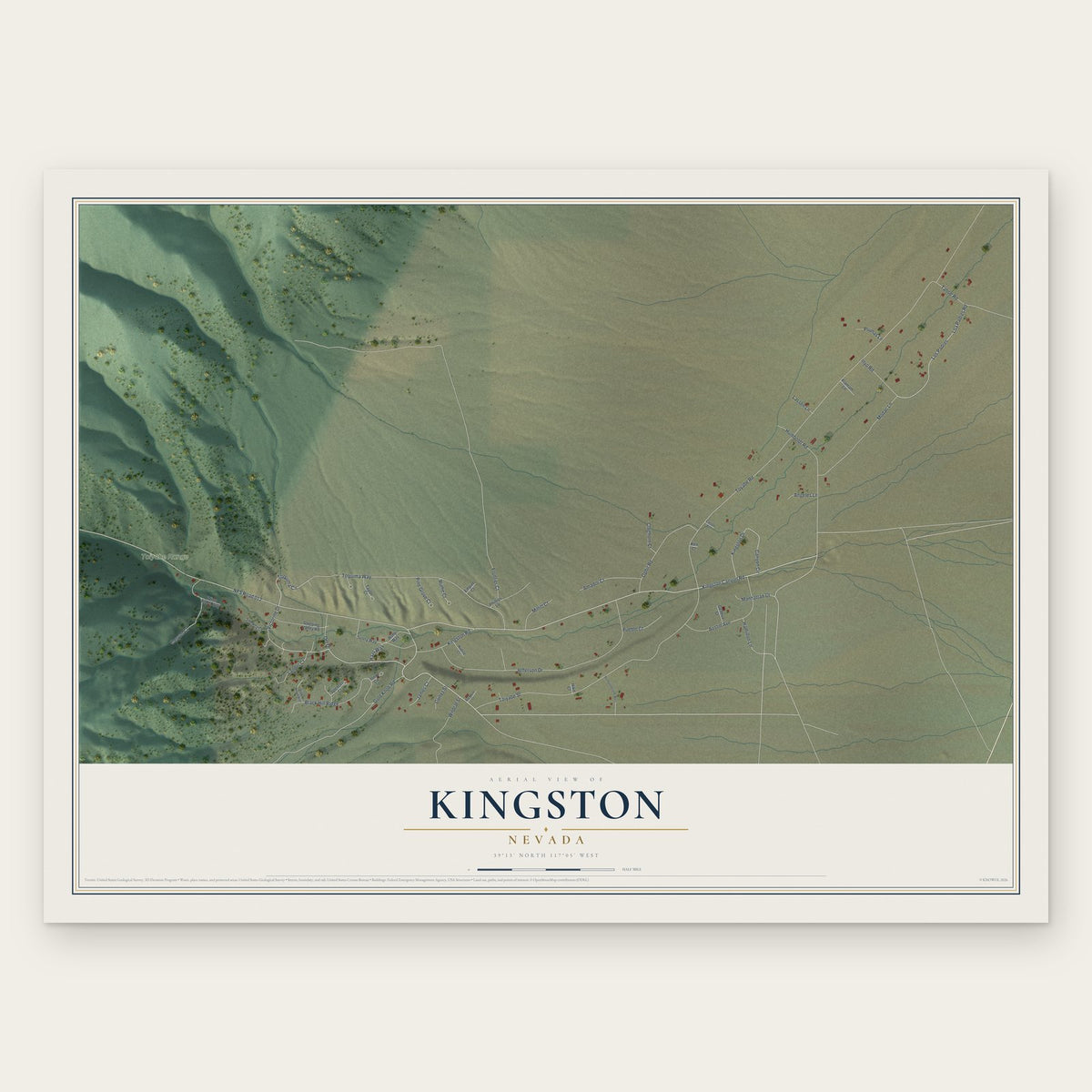 Kingston, Nevada map print, the full design