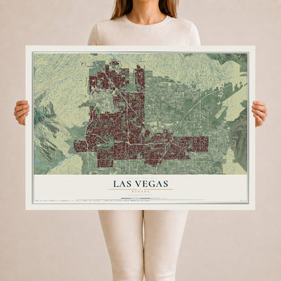 Map of Las Vegas, Nevada, 24 x 36 inch unframed archival matte print