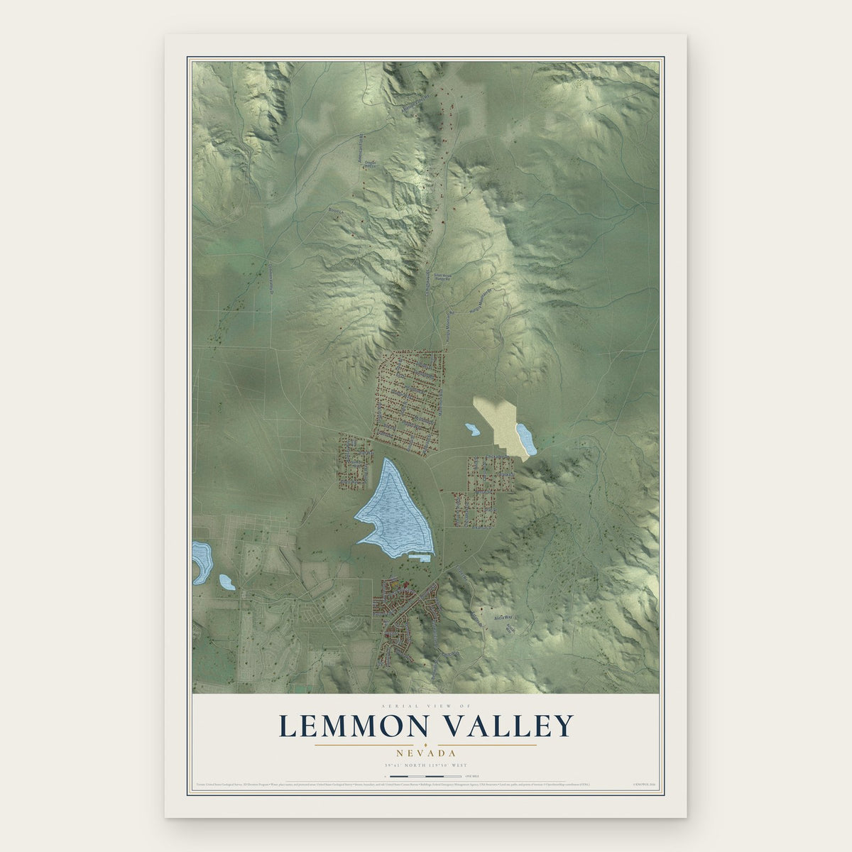 Lemmon Valley, Nevada map print, the full design