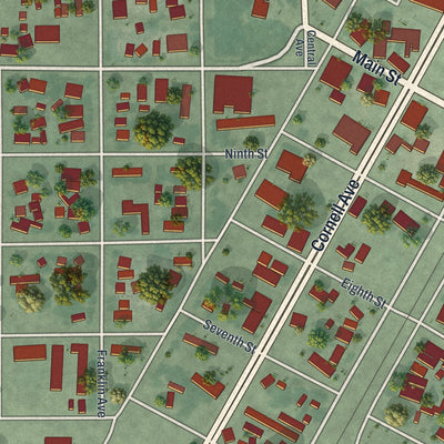 Second close-up of the map of Lovelock, Nevada print showing more streets and buildings