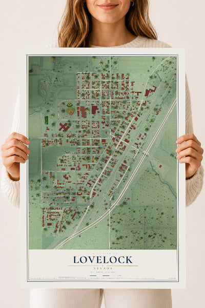 Map of Lovelock, Nevada, 18 x 24 inch unframed archival matte print