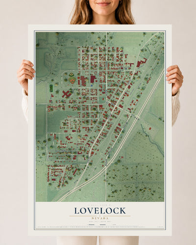Map of Lovelock, Nevada, 24 x 36 inch unframed archival matte print