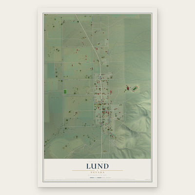 Lund, Nevada map print, the full design