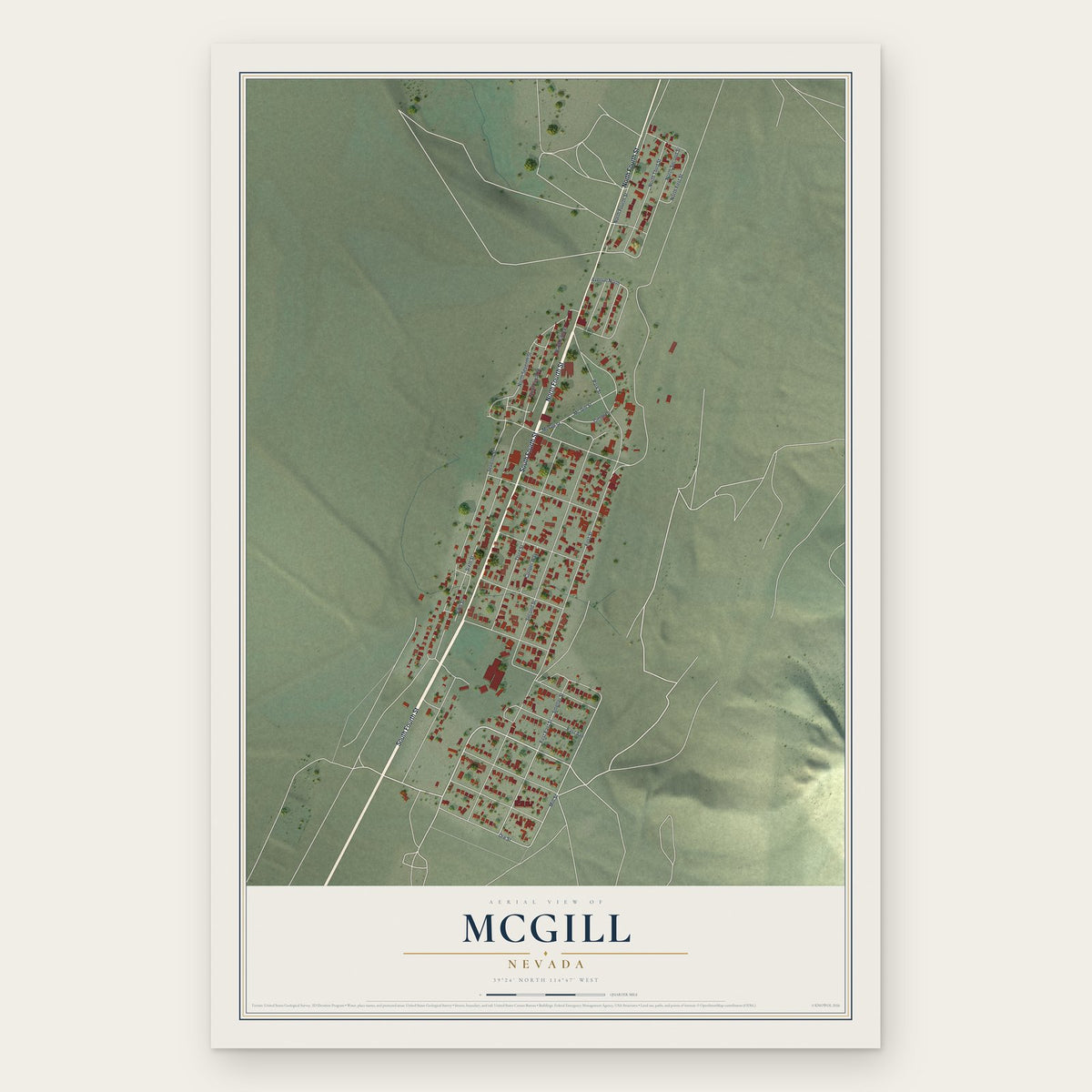McGill, Nevada map print, the full design