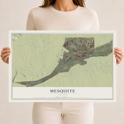 Map of Mesquite, Nevada, 12 x 18 inch unframed archival matte print