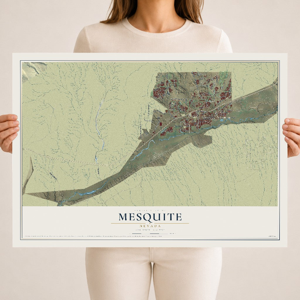 Map of Mesquite, Nevada, 18 x 24 inch unframed archival matte print