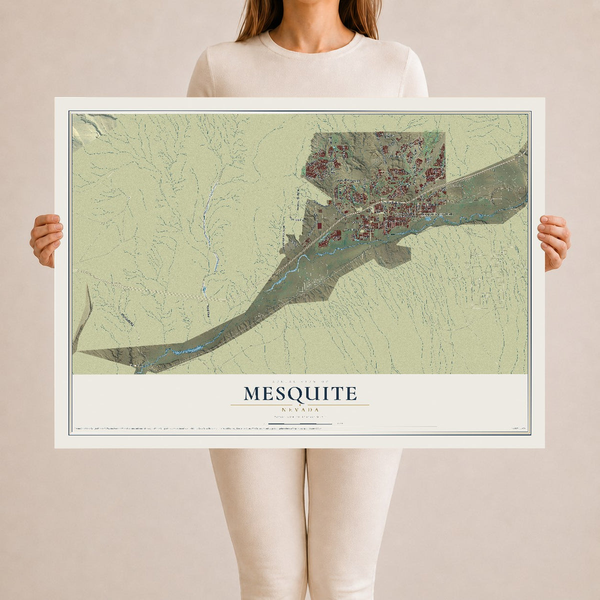 Map of Mesquite, Nevada, 24 x 36 inch unframed archival matte print