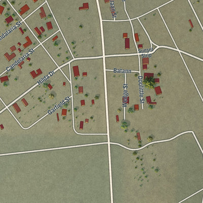 Close-up of the map of Mina, Nevada print showing street and building detail