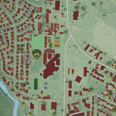 Close-up of the map of Minden, Nevada print showing street and building detail