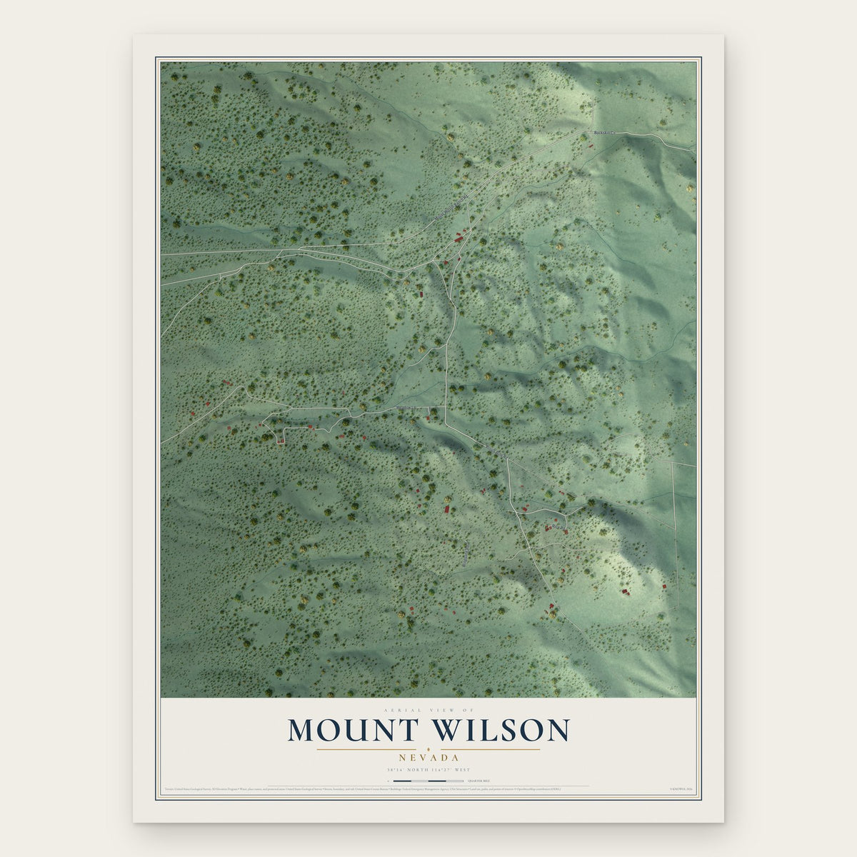 Mount Wilson, Nevada map print, the full design