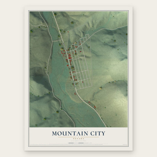 Mountain City, Nevada map print, the full design