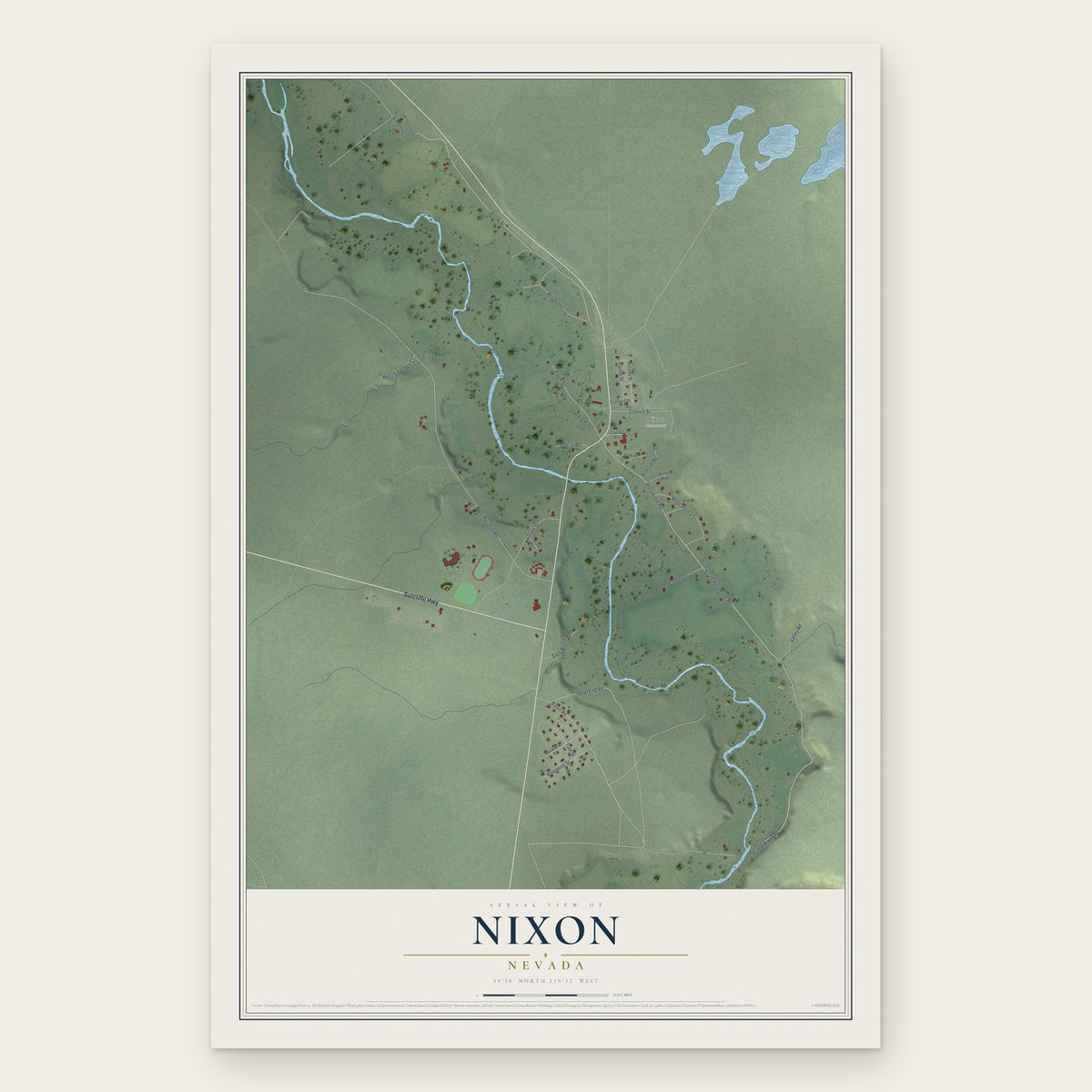 Nixon, Nevada map print, the full design