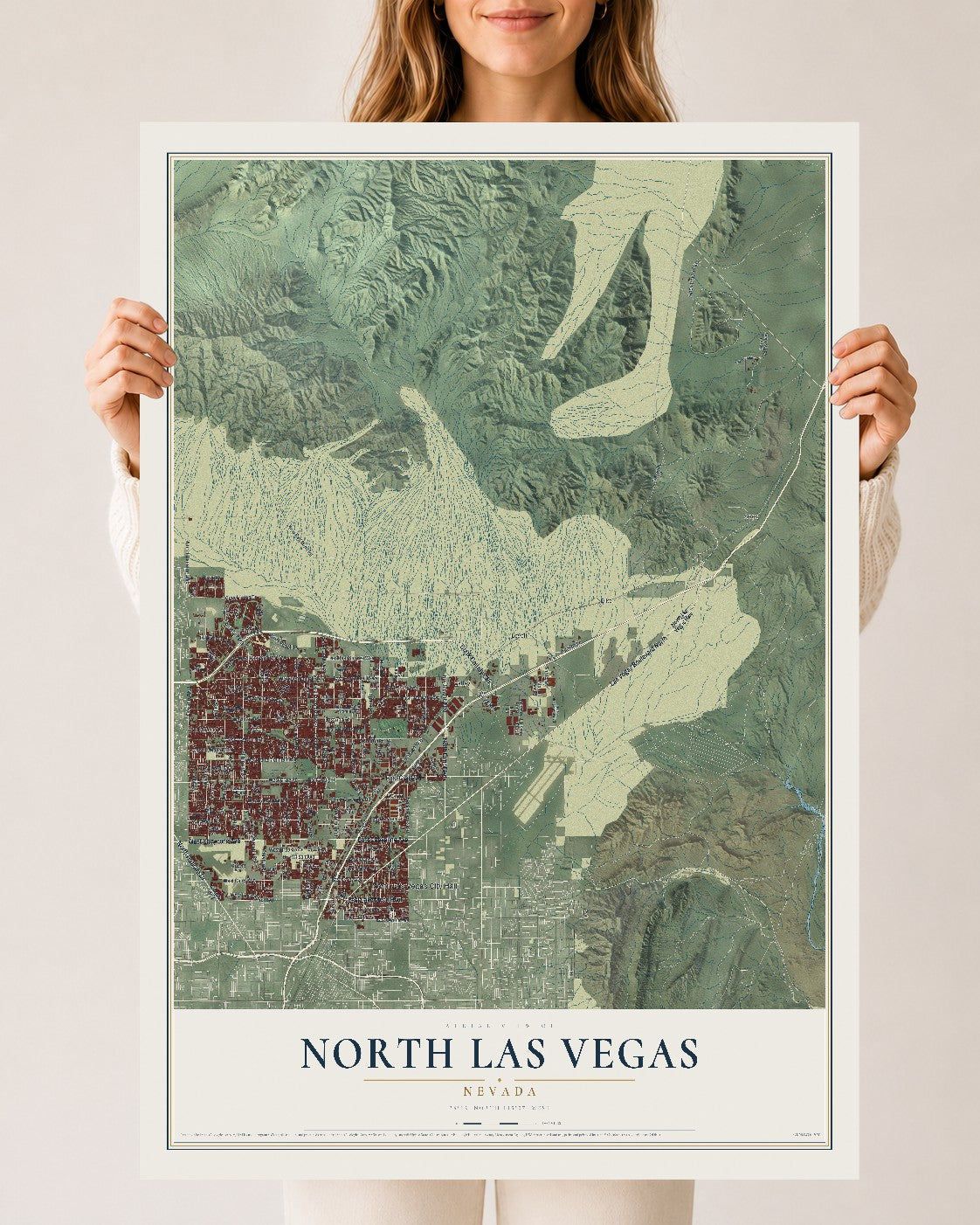 Map of North Las Vegas, Nevada, 24 x 36 inch unframed archival matte print