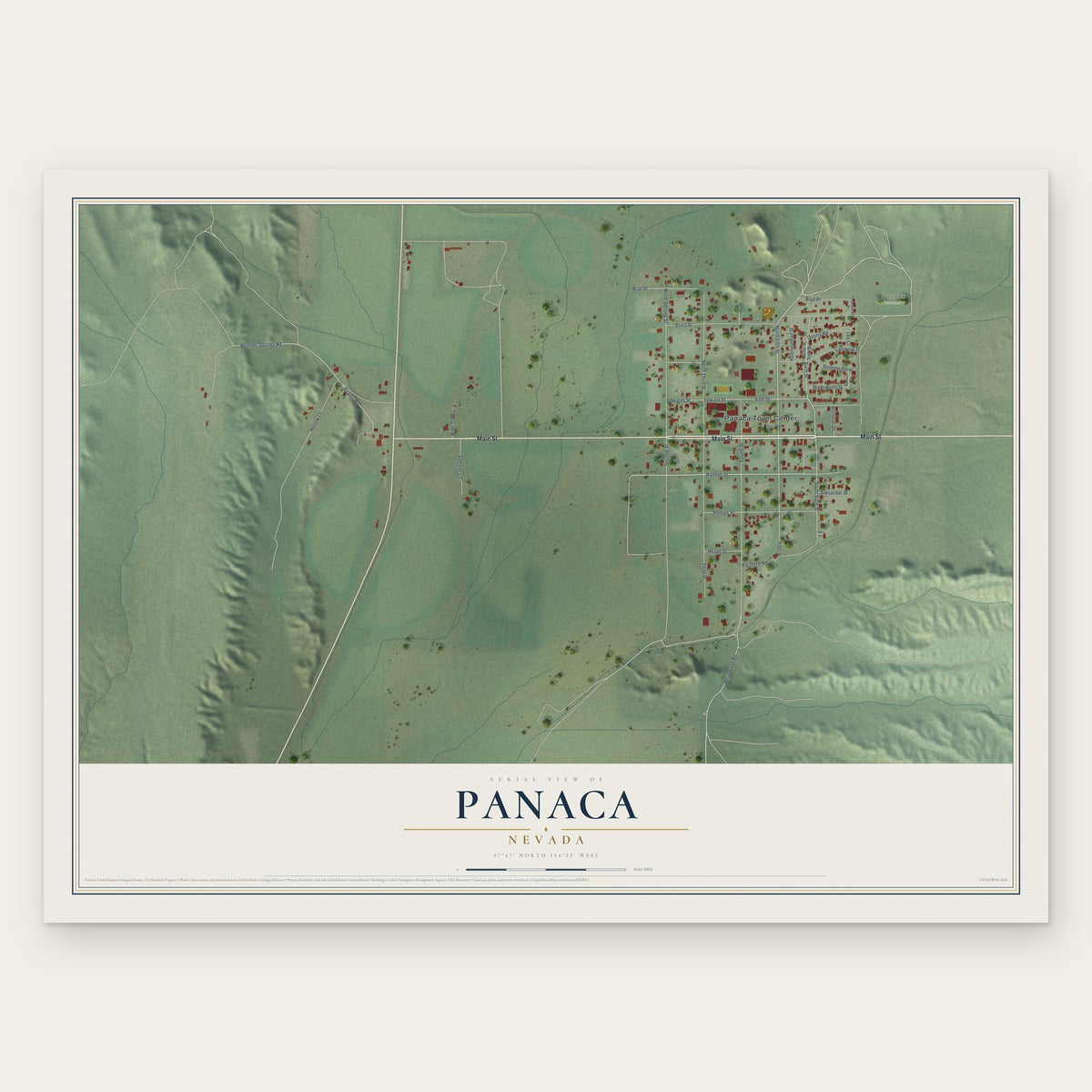 Panaca, Nevada map print, the full design