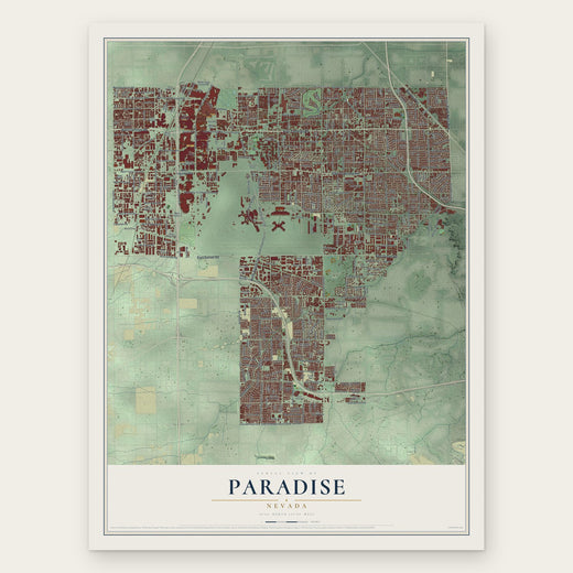 Paradise, Nevada map print, the full design