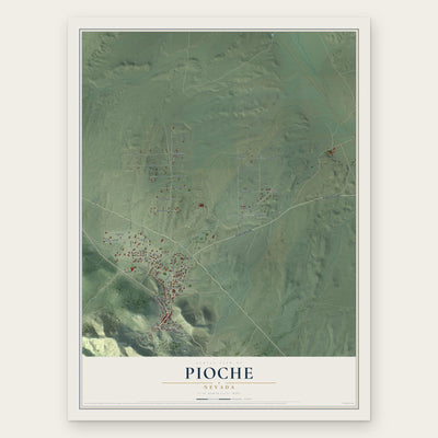 Pioche, Nevada map print, the full design