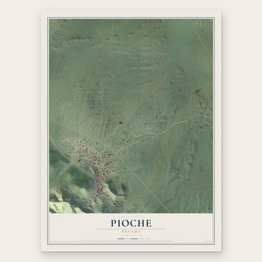 Pioche, Nevada map print, the full design