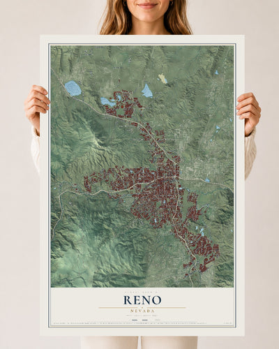 Map of Reno, Nevada, 24 x 36 inch unframed archival matte print