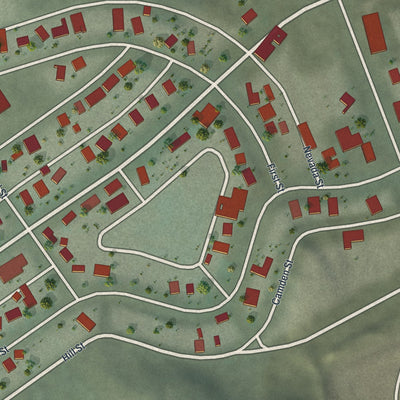 Close-up of the map of Ruth, Nevada print showing street and building detail
