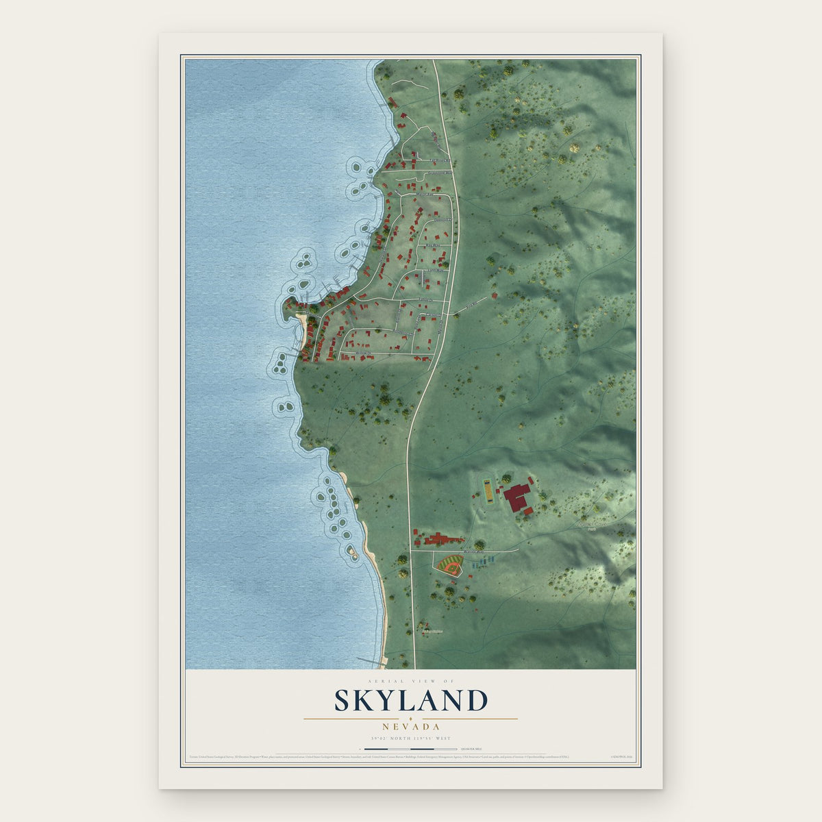 Skyland, Nevada map print, the full design