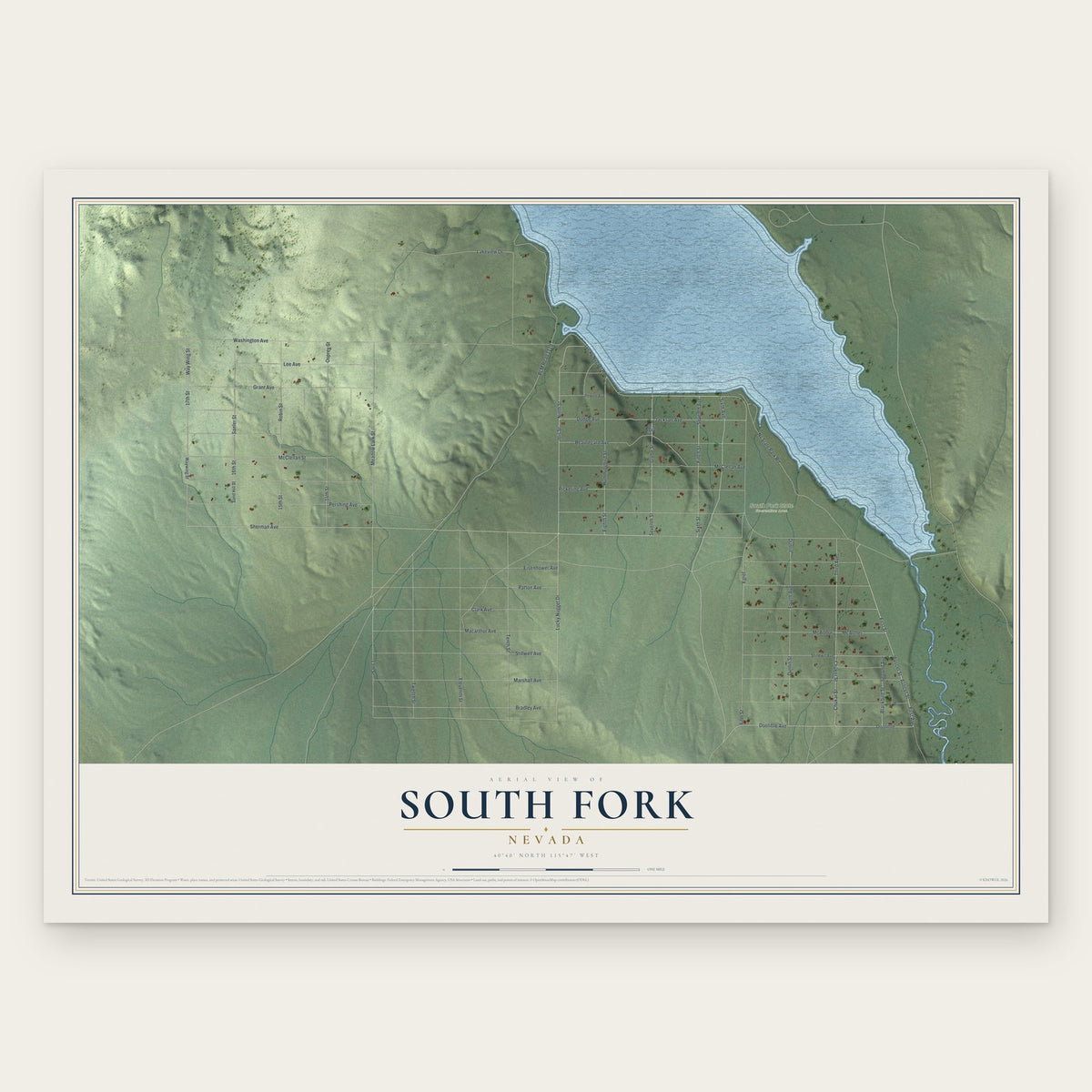 South Fork, Nevada map print, the full design