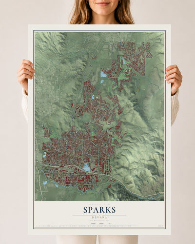 Map of Sparks, Nevada, 24 x 36 inch unframed archival matte print
