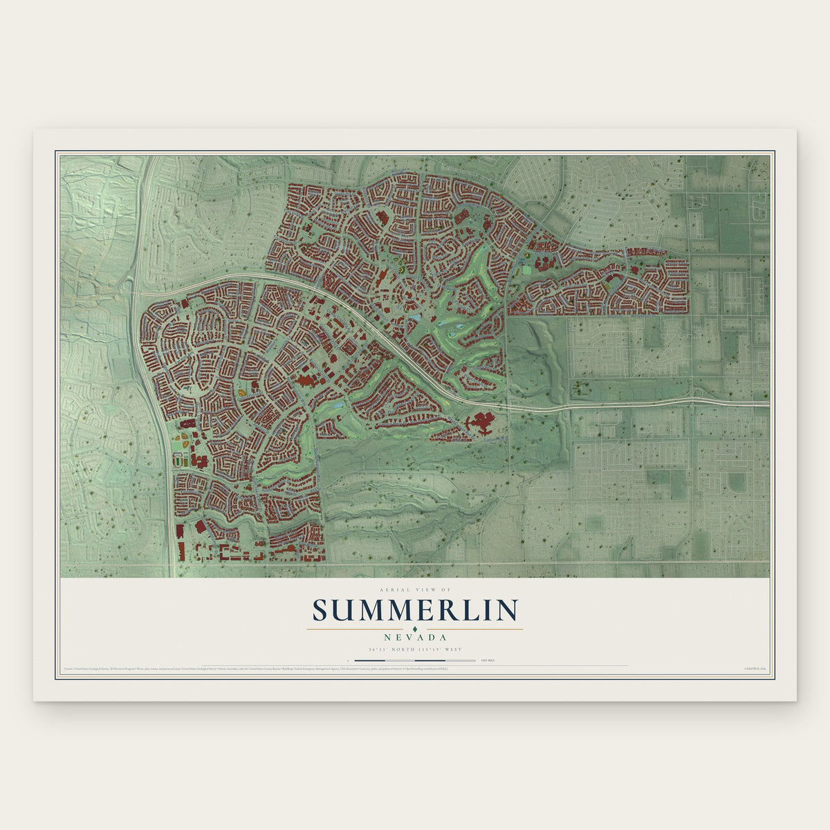 Summerlin, Nevada map print, the full design