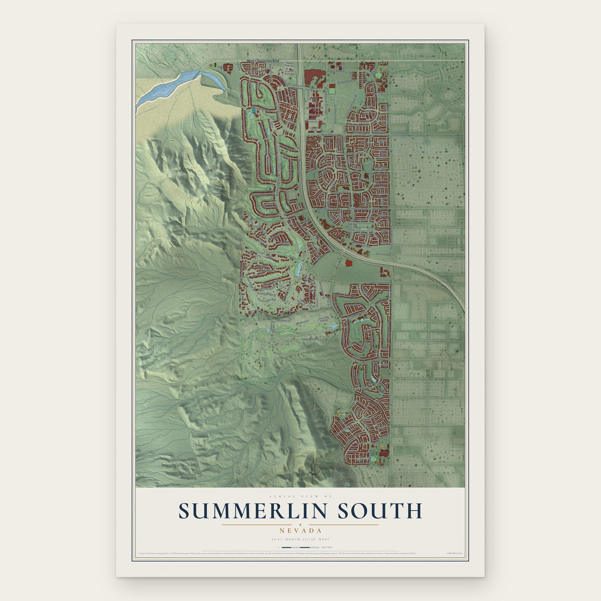 Summerlin South, Nevada map print, the full design