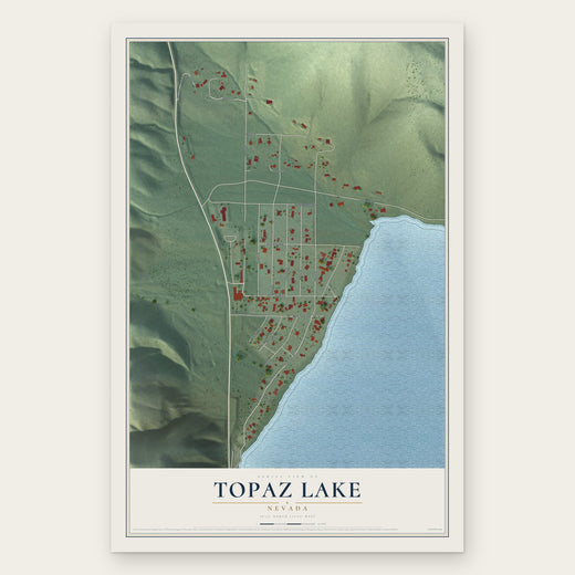 Topaz Lake, Nevada map print, the full design