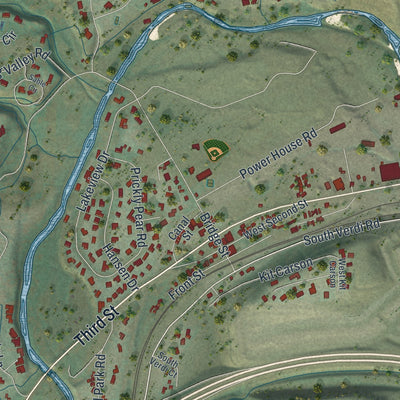 Close-up of the map of Verdi, Nevada print showing street and building detail