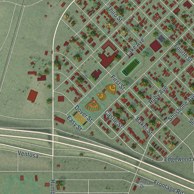 Close-up of the map of Wells, Nevada print showing street and building detail