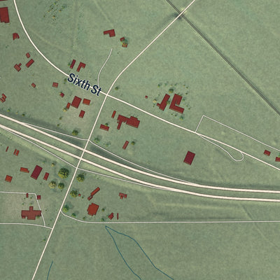 Second close-up of the map of Wells, Nevada print showing more streets and buildings