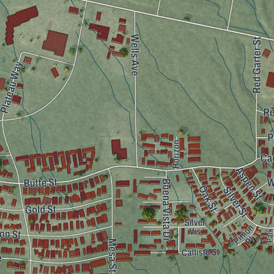 Close-up of the map of West Wendover, Nevada print showing street and building detail