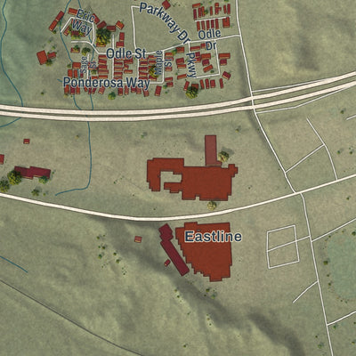 Second close-up of the map of West Wendover, Nevada print showing more streets and buildings