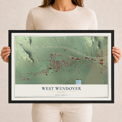 Map of West Wendover, Nevada, 12 x 18 inch print in a black wood frame
