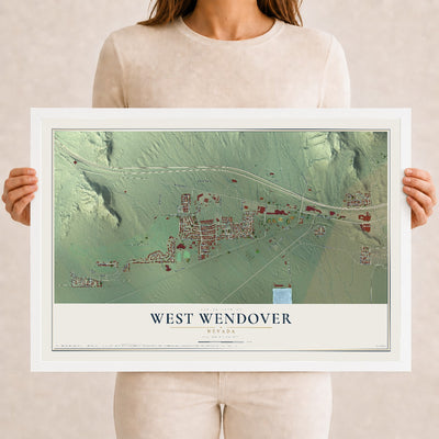 Map of West Wendover, Nevada, 12 x 18 inch print in a white wood frame