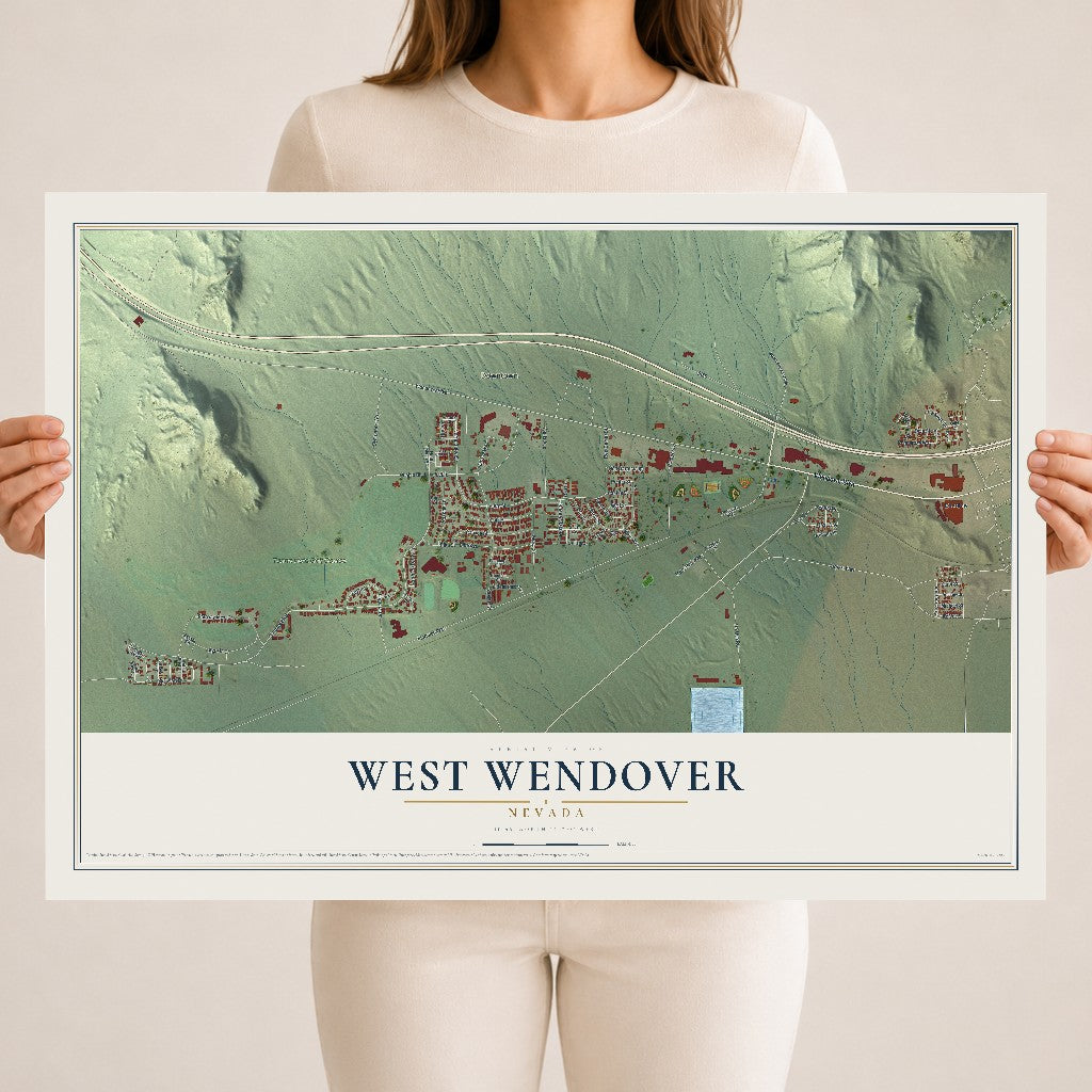 Map of West Wendover, Nevada, 18 x 24 inch unframed archival matte print