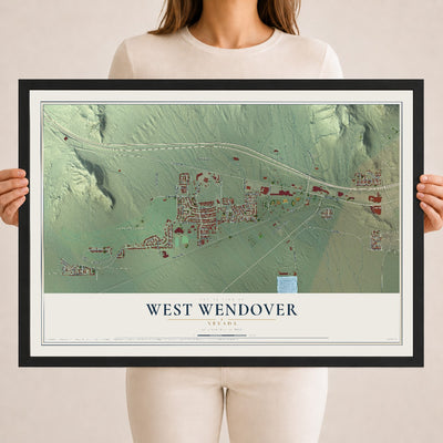 Map of West Wendover, Nevada, 18 x 24 inch print in a black wood frame