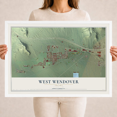 Map of West Wendover, Nevada, 18 x 24 inch print in a white wood frame