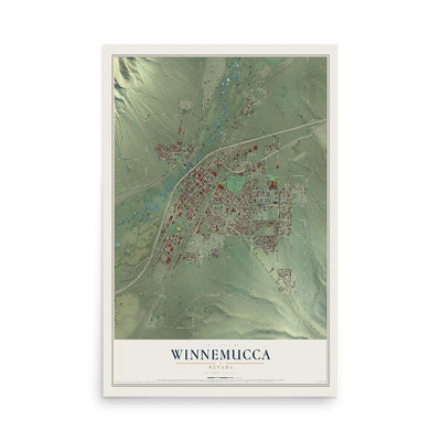 Map of Winnemucca, Nevada, 12 x 18 inch unframed archival matte print
