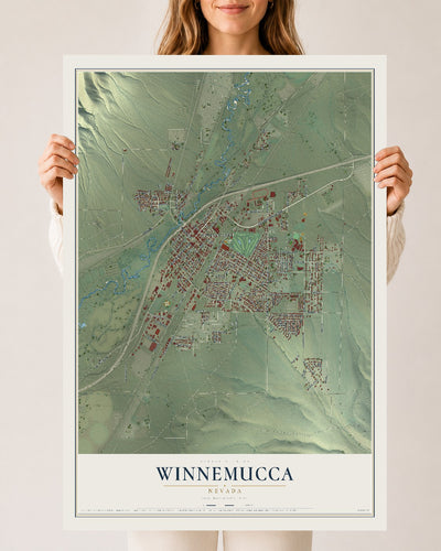 Map of Winnemucca, Nevada, 24 x 36 inch unframed archival matte print